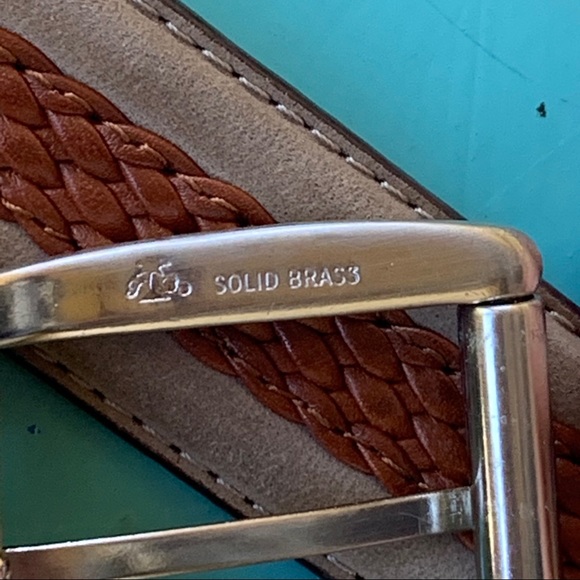 Tommy Bahama Brown Woven Genuine Leather Belt 43in - Picture 4 of 10